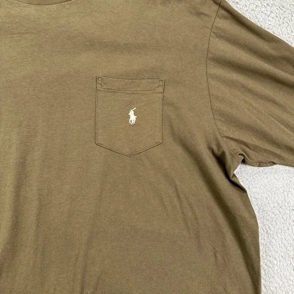Polo Ralph Lauren Mens Pocket T-Shirt XL Brown Cotton Crewneck Long Sleeve Tee